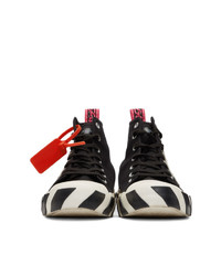 schwarze und weiße bestickte hohe Sneakers aus Segeltuch von Off-White
