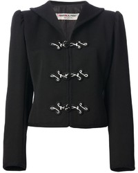 schwarze und weiße bestickte Jacke von Saint Laurent