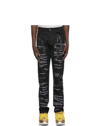 schwarze und weiße bestickte Jeans