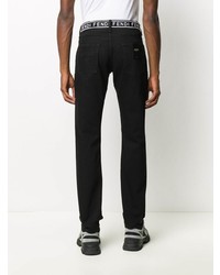 schwarze und weiße bestickte Jeans von Fendi