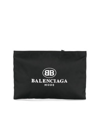 schwarze und weiße bestickte Leder Clutch Handtasche von Balenciaga