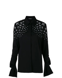 schwarze und weiße Bluse mit Knöpfen mit Sternenmuster von Neil Barrett