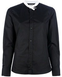 schwarze und weiße Bluse mit Knöpfen von Saint Laurent