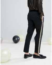 schwarze und weiße Chinohose von Asos