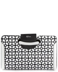 schwarze und weiße Clutch mit geometrischem Muster von Alexander McQueen