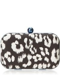 schwarze und weiße Clutch mit Leopardenmuster