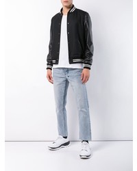 schwarze und weiße Collegejacke von John Elliott