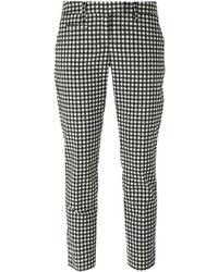 schwarze und weiße enge Hose mit Vichy-Muster von Dondup