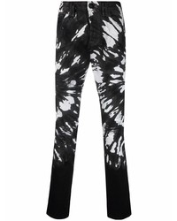 schwarze und weiße Mit Batikmuster enge Jeans von Philipp Plein
