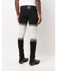 schwarze und weiße Mit Batikmuster enge Jeans von Balmain