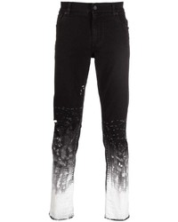 schwarze und weiße enge Jeans mit Destroyed-Effekten von Dolce & Gabbana