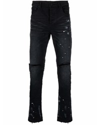 schwarze und weiße enge Jeans mit Destroyed-Effekten von purple brand