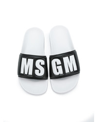 schwarze und weiße flache Sandalen von MSGM