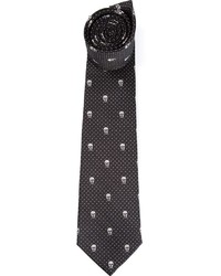 schwarze und weiße gepunktete Krawatte von Alexander McQueen