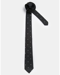 schwarze und weiße gepunktete Krawatte von Asos