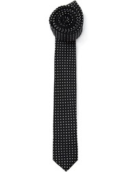 schwarze und weiße gepunktete Krawatte von Saint Laurent