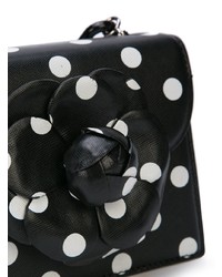schwarze und weiße gepunktete Leder Umhängetasche von Oscar de la Renta