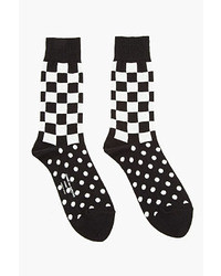 schwarze und weiße gepunktete Socken von Comme des Garcons