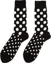 schwarze und weiße gepunktete Socken von Comme des Garcons