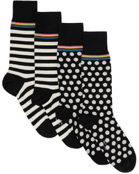 schwarze und weiße gepunktete Socken von Paul Smith