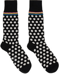 schwarze und weiße gepunktete Socken von Paul Smith