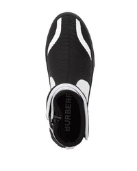 schwarze und weiße Gummi hohe Sneakers von Burberry