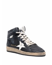 schwarze und weiße hohe Sneakers aus Leder mit Sternenmuster von Golden Goose