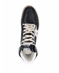 schwarze und weiße hohe Sneakers aus Leder mit Sternenmuster von Golden Goose