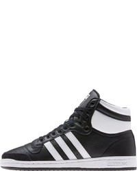 schwarze und weiße hohe Sneakers aus Leder von adidas Originals