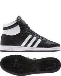 schwarze und weiße hohe Sneakers aus Leder von adidas Originals