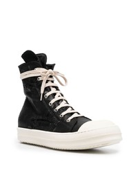 schwarze und weiße hohe Sneakers aus Leder von Rick Owens DRKSHDW