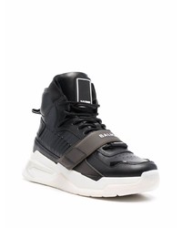 schwarze und weiße hohe Sneakers aus Leder von Balmain