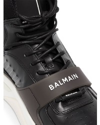 schwarze und weiße hohe Sneakers aus Leder von Balmain