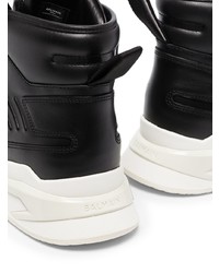 schwarze und weiße hohe Sneakers aus Leder von Balmain