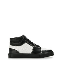 schwarze und weiße hohe Sneakers aus Leder von Balmain