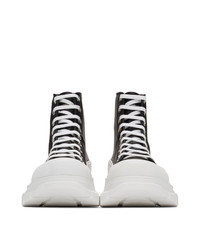 schwarze und weiße hohe Sneakers aus Leder von Alexander McQueen