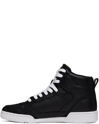 schwarze und weiße hohe Sneakers aus Leder von Polo Ralph Lauren