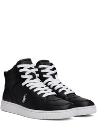 schwarze und weiße hohe Sneakers aus Leder von Polo Ralph Lauren