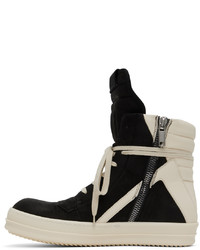 schwarze und weiße hohe Sneakers aus Leder von Rick Owens