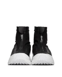 schwarze und weiße hohe Sneakers aus Leder von 11 By Boris Bidjan Saberi