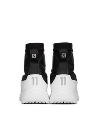 schwarze und weiße hohe Sneakers aus Leder von 11 By Boris Bidjan Saberi