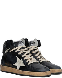 schwarze und weiße hohe Sneakers aus Leder von Golden Goose