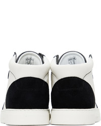 schwarze und weiße hohe Sneakers aus Leder von Emporio Armani
