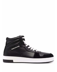 schwarze und weiße hohe Sneakers aus Leder von Calvin Klein Jeans