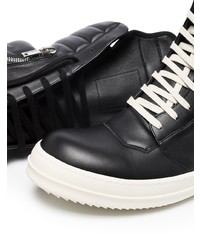 schwarze und weiße hohe Sneakers aus Leder von Rick Owens