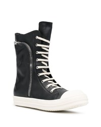 schwarze und weiße hohe Sneakers aus Leder von Rick Owens