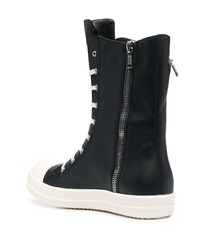 schwarze und weiße hohe Sneakers aus Leder von Rick Owens