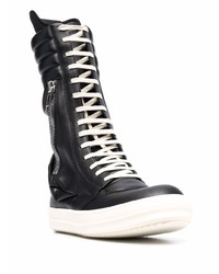 schwarze und weiße hohe Sneakers aus Leder von Rick Owens DRKSHDW