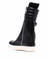 schwarze und weiße hohe Sneakers aus Leder von Rick Owens DRKSHDW