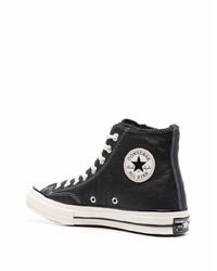 schwarze und weiße hohe Sneakers aus Leder von Converse